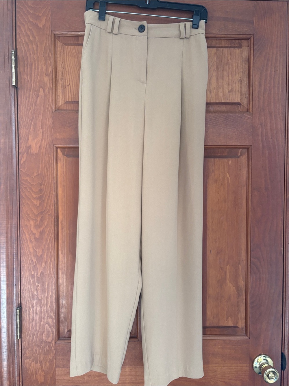 Topshop Beige Wide-Leg Trousers